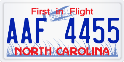 NC license plate AAF4455