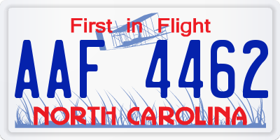 NC license plate AAF4462