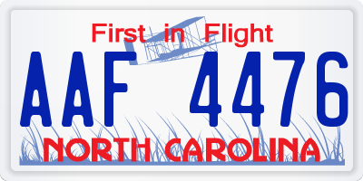 NC license plate AAF4476