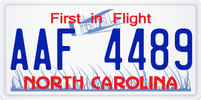 NC license plate AAF4489