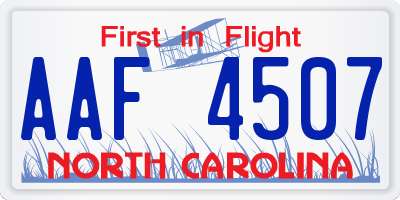 NC license plate AAF4507