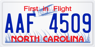 NC license plate AAF4509