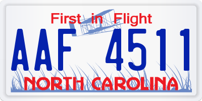 NC license plate AAF4511