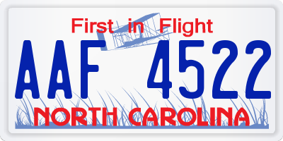 NC license plate AAF4522