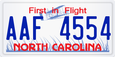 NC license plate AAF4554