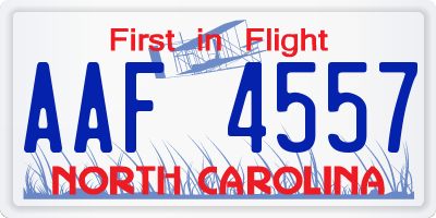 NC license plate AAF4557