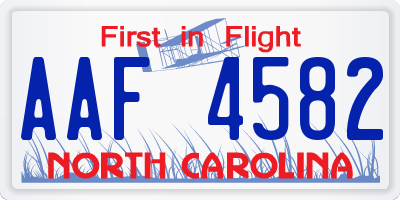 NC license plate AAF4582