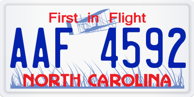 NC license plate AAF4592