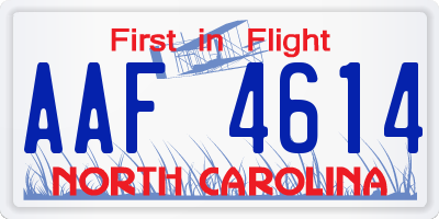 NC license plate AAF4614