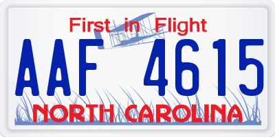 NC license plate AAF4615