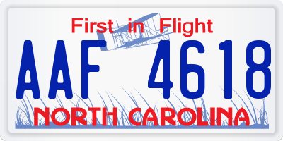 NC license plate AAF4618