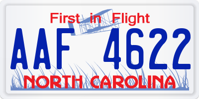 NC license plate AAF4622