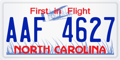 NC license plate AAF4627