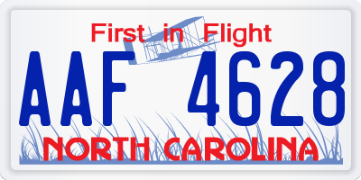 NC license plate AAF4628