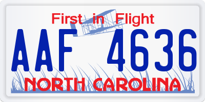 NC license plate AAF4636