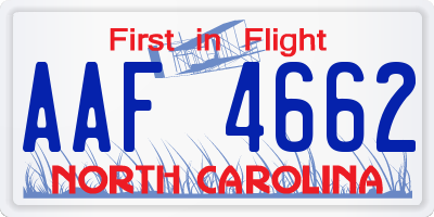 NC license plate AAF4662