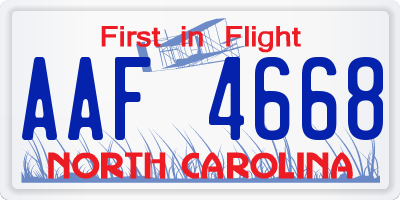 NC license plate AAF4668