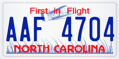 NC license plate AAF4704