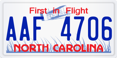 NC license plate AAF4706
