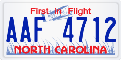 NC license plate AAF4712