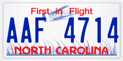 NC license plate AAF4714
