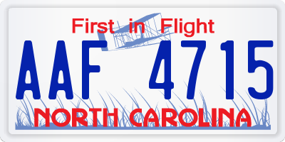 NC license plate AAF4715