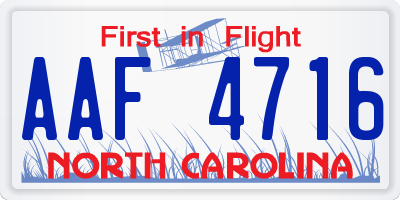NC license plate AAF4716