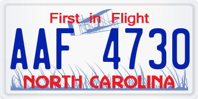 NC license plate AAF4730