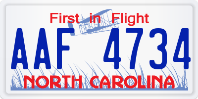 NC license plate AAF4734