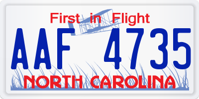 NC license plate AAF4735