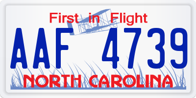 NC license plate AAF4739