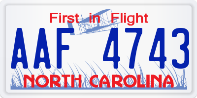 NC license plate AAF4743