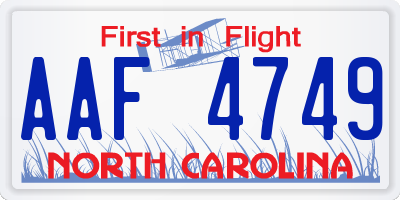 NC license plate AAF4749