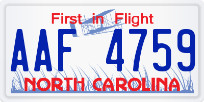 NC license plate AAF4759