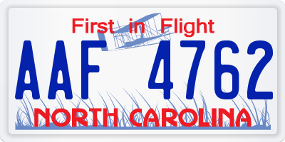NC license plate AAF4762