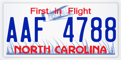 NC license plate AAF4788