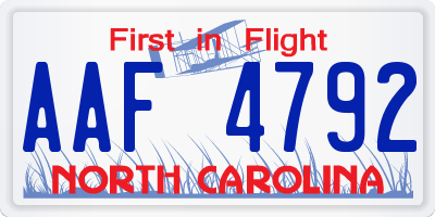 NC license plate AAF4792
