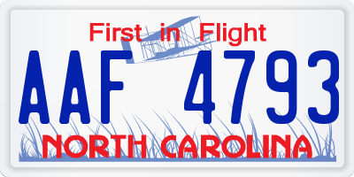 NC license plate AAF4793
