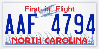 NC license plate AAF4794
