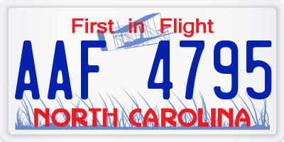 NC license plate AAF4795