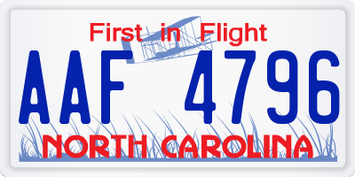 NC license plate AAF4796