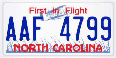 NC license plate AAF4799