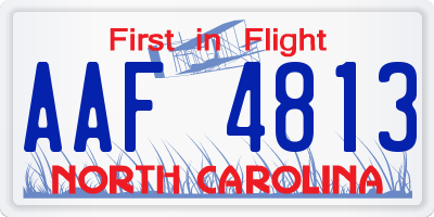 NC license plate AAF4813