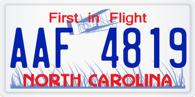 NC license plate AAF4819