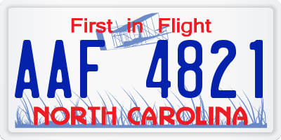 NC license plate AAF4821