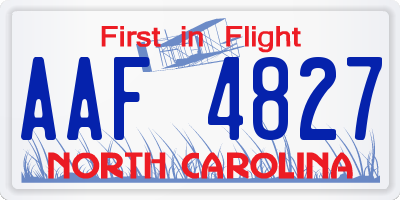 NC license plate AAF4827