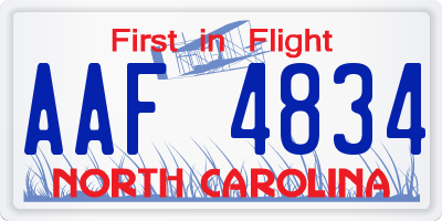 NC license plate AAF4834