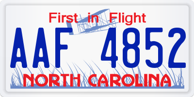 NC license plate AAF4852