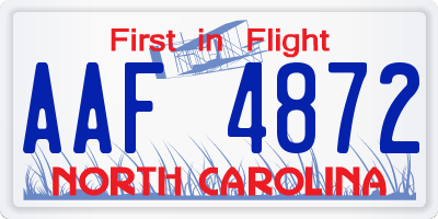 NC license plate AAF4872