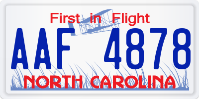 NC license plate AAF4878
